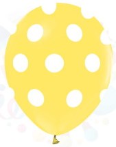 Sar zemine beyaz Puantiyeli baskl 12 inc balon